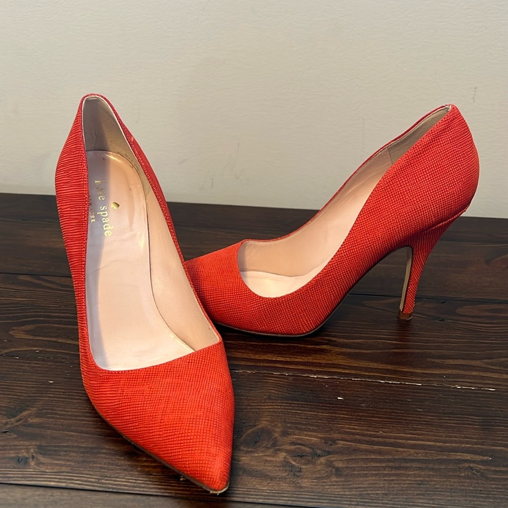 Kate Spade Red Orange Pumps